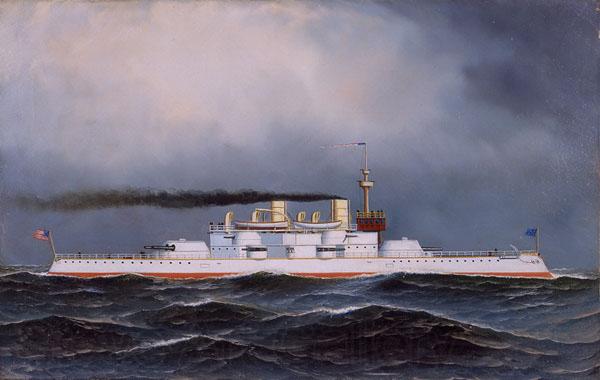 Antonio Jacobsen USS Massachusetts France oil painting art